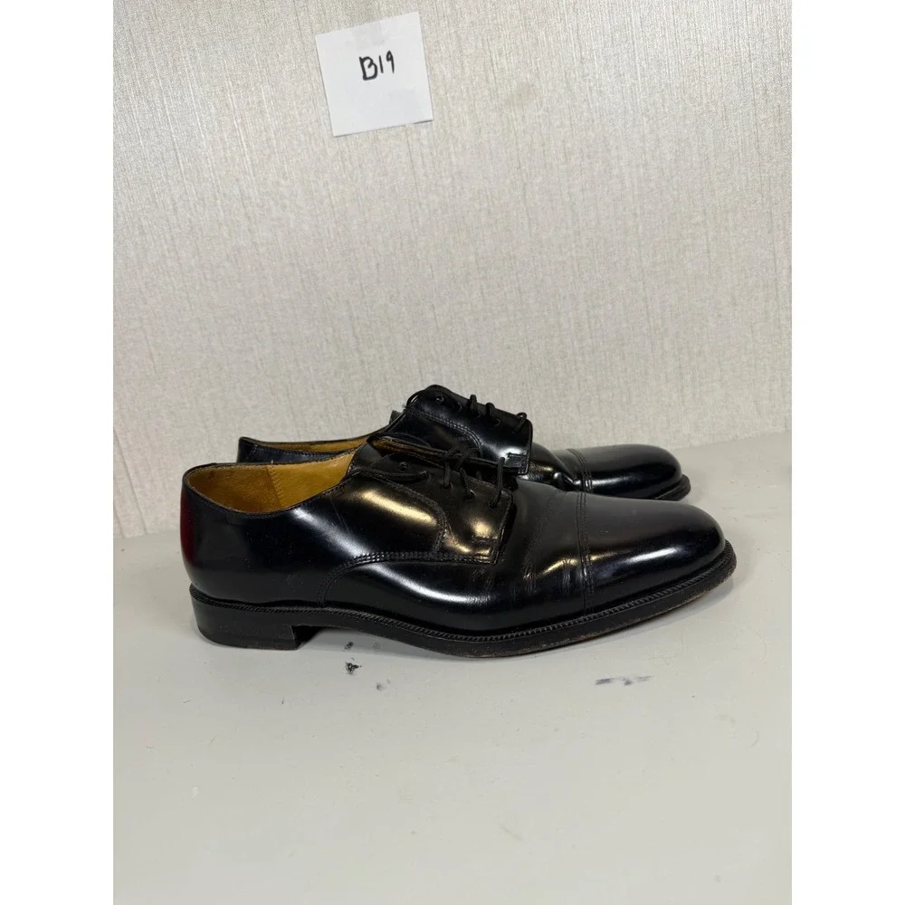 COLE HAAN Mans Black‎ Oxford Dress Cap Toe Shoes 9.5B black leather